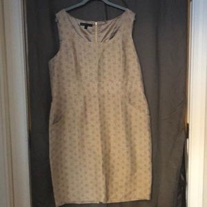 Lafayette 148 Beige Dress with floral shape detail